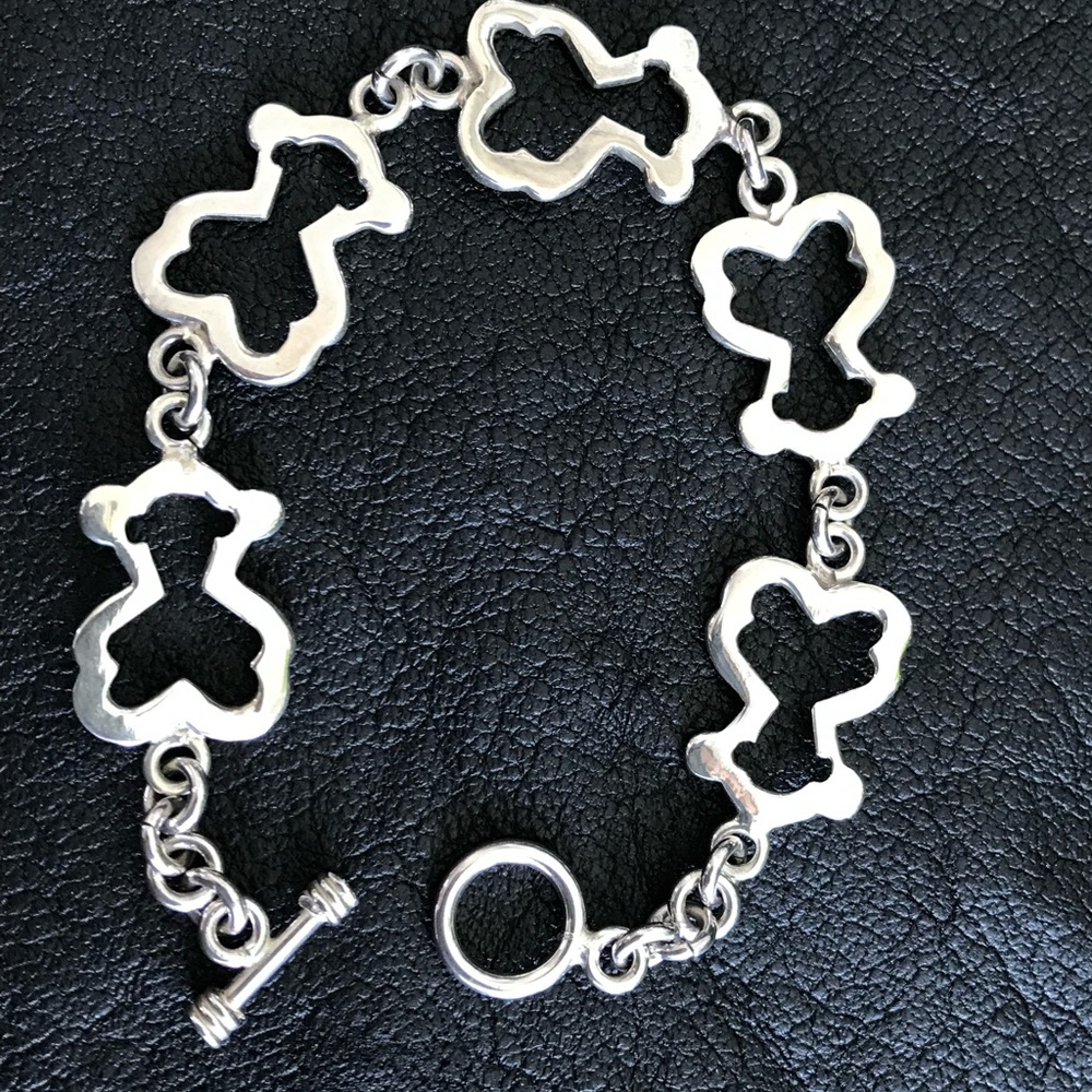 Solid .925 Sterling Silver Bear Shaped, Toggle Cl… - image 1